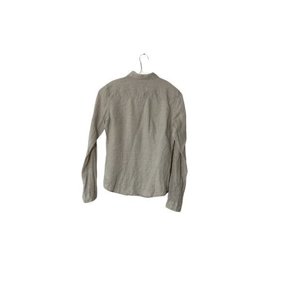 Women's Premium Two Pocket Linen Shirt S 100% French Linen Beige Professional - Picture 2 of 5